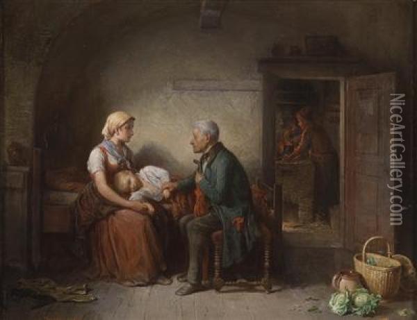 The Physician Oil Painting - Friedrich V. Malheim Friedlaender