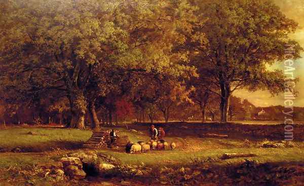 Evening Oil Painting - George Inness