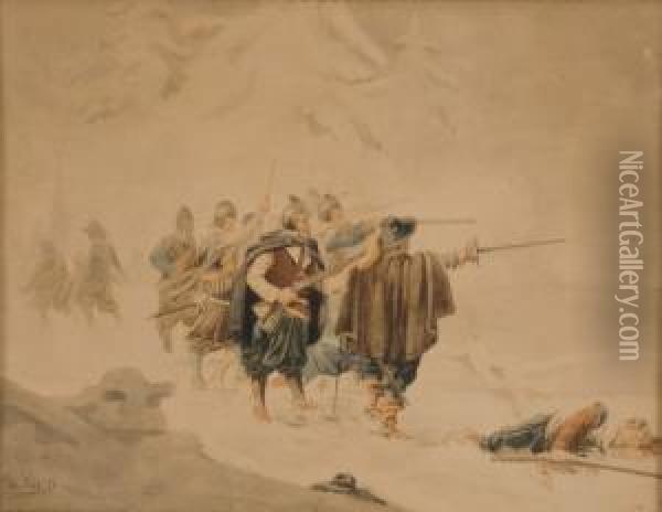 Historisierende Szene Mit Soldaten Oil Painting - Christian I Sell