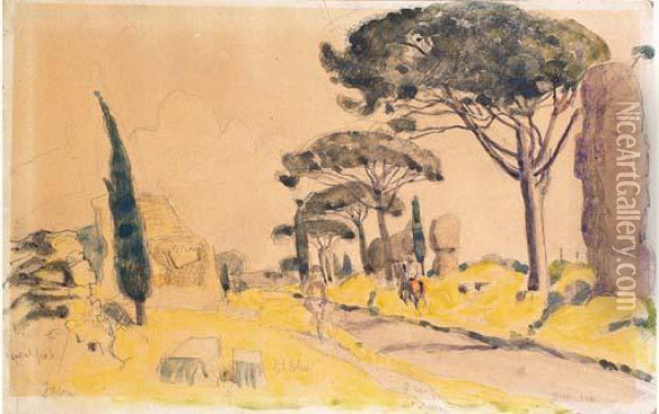 Via Appia A Rome Oil Painting - Maurice Denis