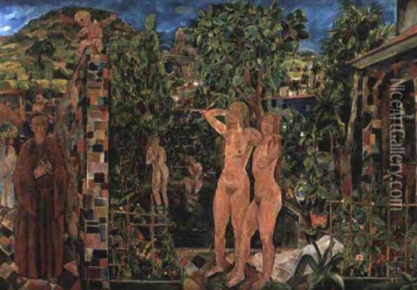 Der Garten Eden Oil Painting - Erich Buettner