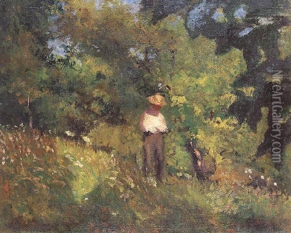 Landscape with Figure 1906 Oil Painting - Istvan Boldizsar