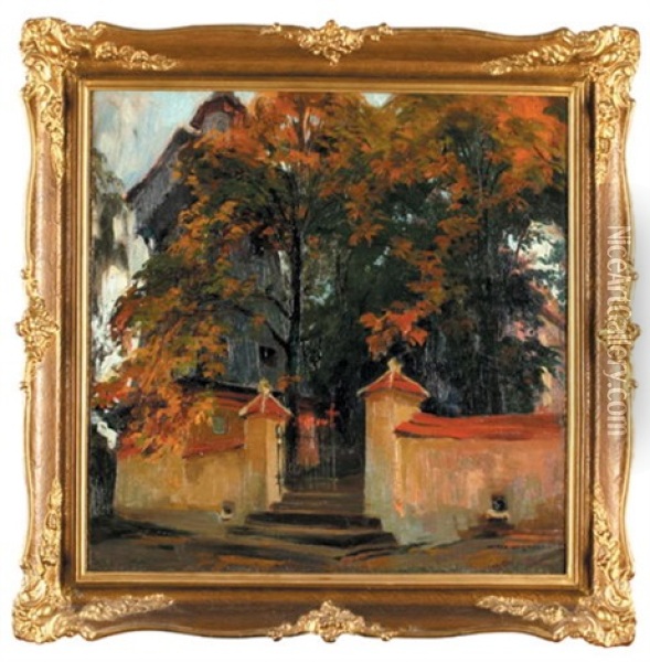 Dzwonnica W Jesiennym Pejzazu Oil Painting - Henryk Uziemblo