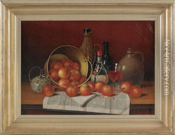 Still Life With Apples Oil Painting - Thomas H. Hope