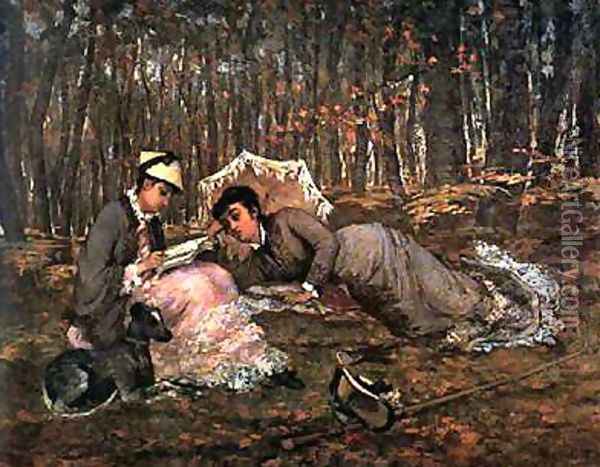 Reading in the Forest, 1880 Oil Painting - Eva Gonzales