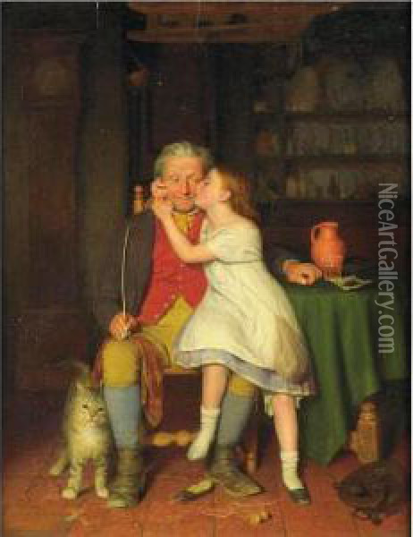 Kissing Grandpa Oil Painting - Edward Thompson Davis