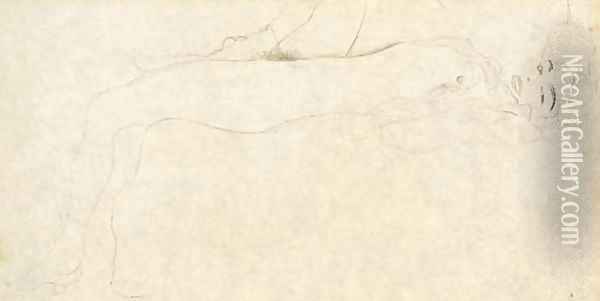 Liegender Halbakt nach rechts Oil Painting - Gustav Klimt