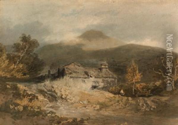A Mill In North Wales Oil Painting - Joseph Mallord William Turner