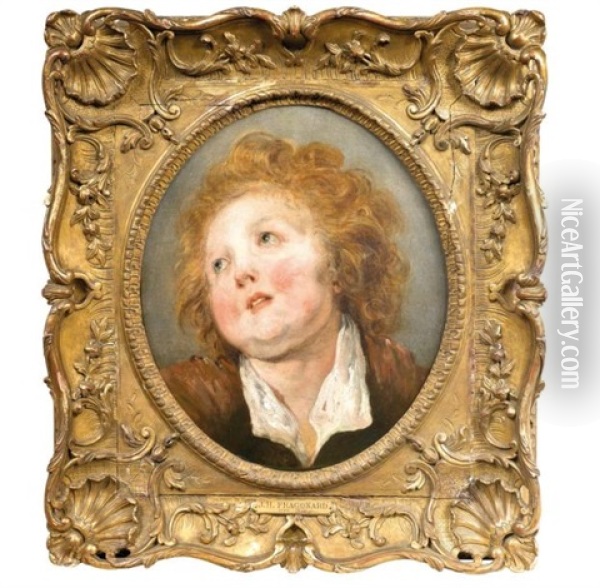 Portrait D'un Jeune Garcon Blond Oil Painting - Jean-Honore Fragonard