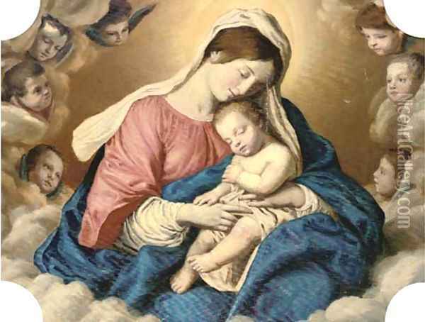 The Madonna and Child in Glory 2 Oil Painting - Giovanni Baptista Salvi, Called Sasseferroto