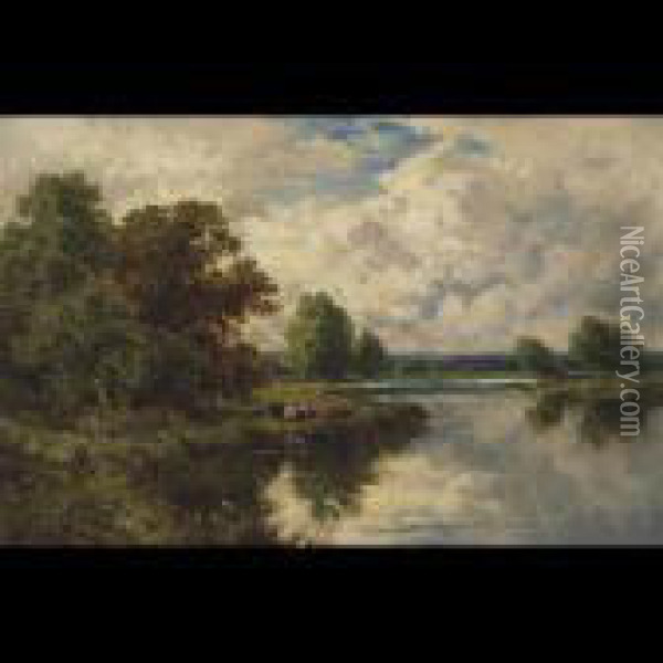 On The Avon Near Stratford-on-avon Oil Painting - Henry Hillier Parker