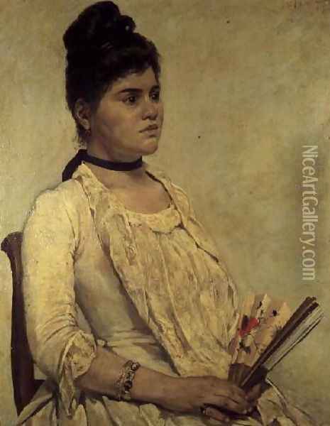Portrait of the Step Daughter, 1889 Oil Painting - Giovanni Fattori
