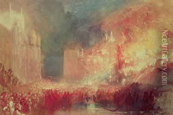 The Burning of the Houses of Parliament, 16th October 1834, 1839 Oil Painting - Joseph Mallord William Turner