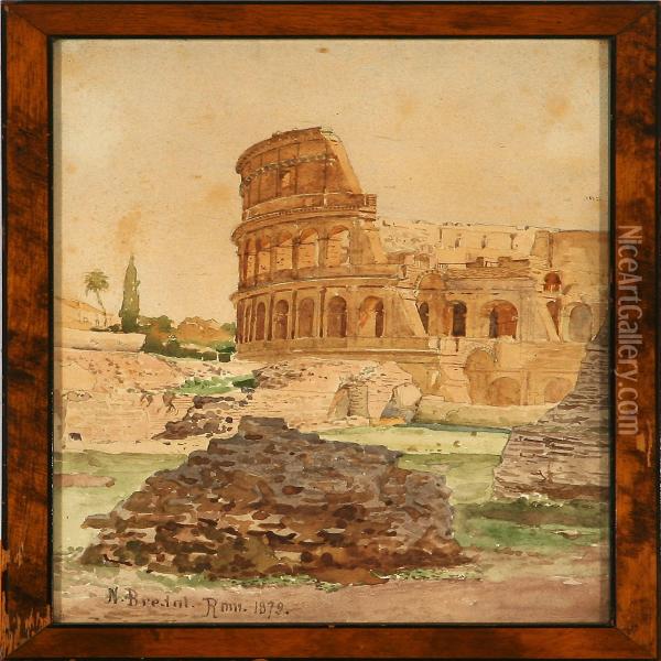 View Of Colosseum In Rome Oil Painting - Niels Bredal