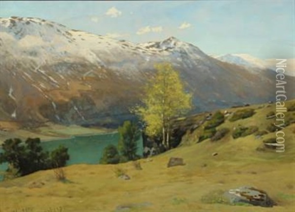 Foraarsdag Ved Kvarberg Norge (spring Day In Kvarberg, Norway) Oil Painting - Valdemar Kornerup