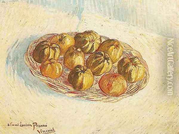 Still Life With Basket Of Apples (to Lucien Pissarro) Oil Painting - Vincent Van Gogh