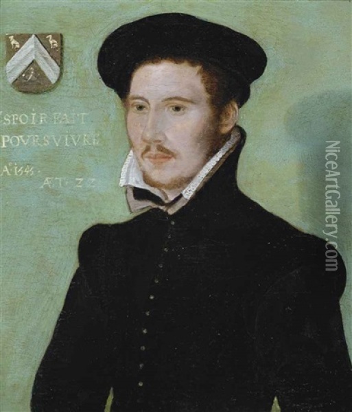 Portrait Of A Gentleman, Half-length, In A Black Doublet And Black Cap Oil Painting -  Corneille de Lyon