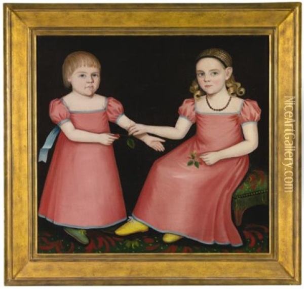 Mary Jane Soggs And Her Brother Henry Of Woodstock, New York Oil Painting - Ammi Phillips