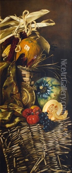 Opulent Arrangements With Field Crops (pair) Oil Painting - Margarete Hormuth-Kallmorgen