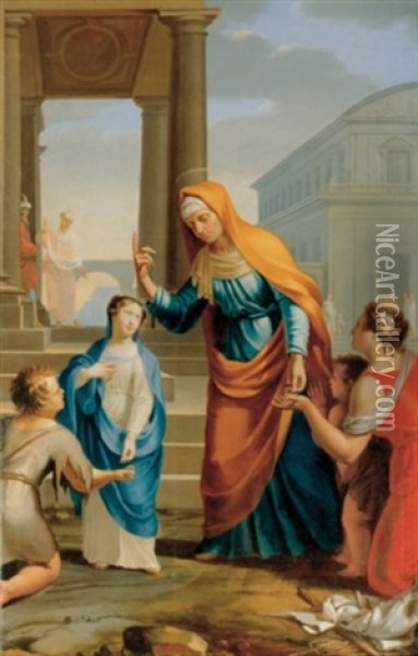 L'aumone Faite Par La Vierge Encore Enfant Oil Painting - Daniel Halle