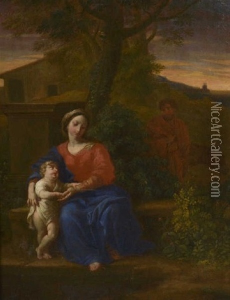 La Sainte Famille Avec Saint Jean Oil Painting - Nicolas Pierre Loir