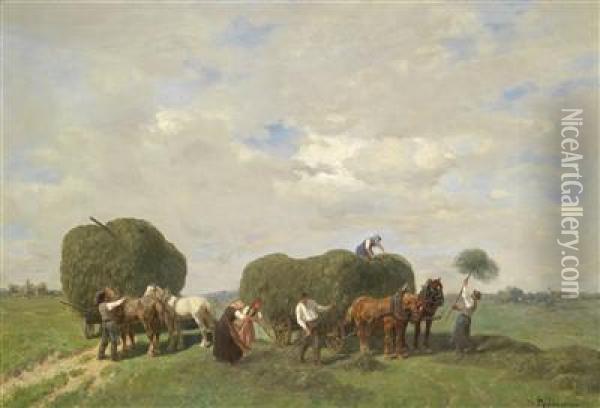 Hay Harvest Oil Painting - Desire Tomassin
