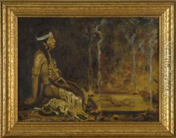 Portrait Of A Native American Oil Painting - Cornelia Stuart Cassady Davis