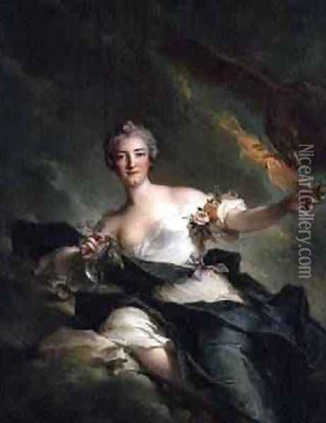 A Portrait of Anne Josephe Bonnnier de la Mossau 1718-87 Duchess of Chaulnes Oil Painting - Jean-Marc Nattier
