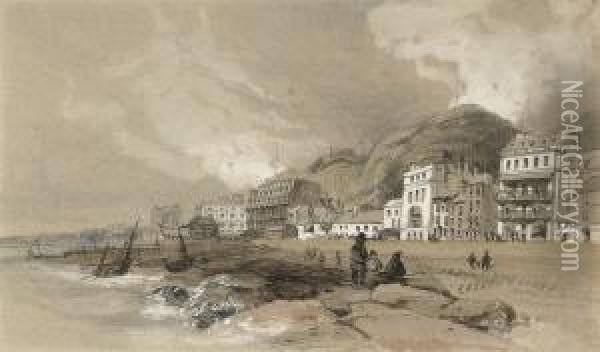 Hastings From The Pier Rocks Oil Painting - William Collingwood Smith