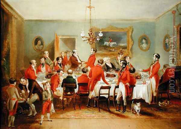The Hunt Breakfast, Bachelors Hall, 1836 Oil Painting - Francis Calcraft Turner