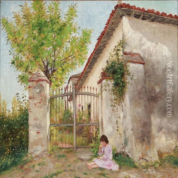 At A House In Napoli Oil Painting - Edvard Frederik Petersen