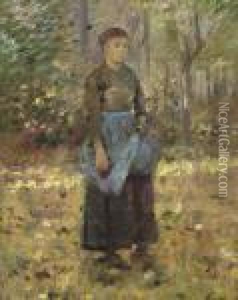 The Blue Apron Oil Painting - Theodore Robinson