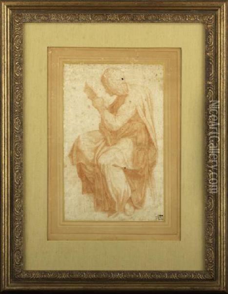 Study Of The Persian Sibyl
After Michelangelo's Fresco At The Sistine Chapel Oil Painting - Michelangelo
