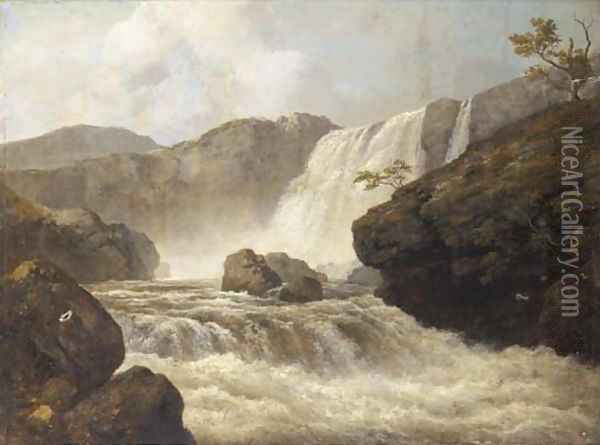 A mountain waterfall Oil Painting - Edmund Gill