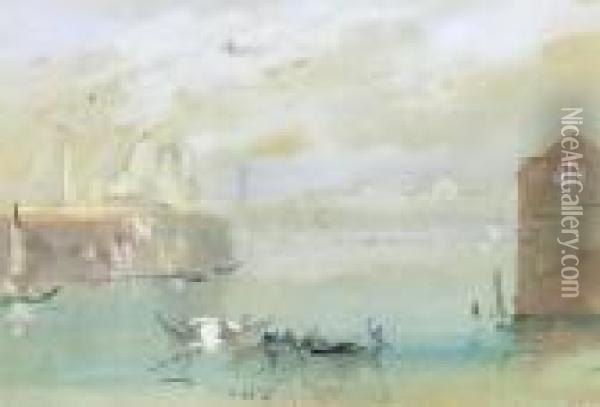 Gondalas On The Venetian Lagoon Oil Painting - Hercules Brabazon Brabazon
