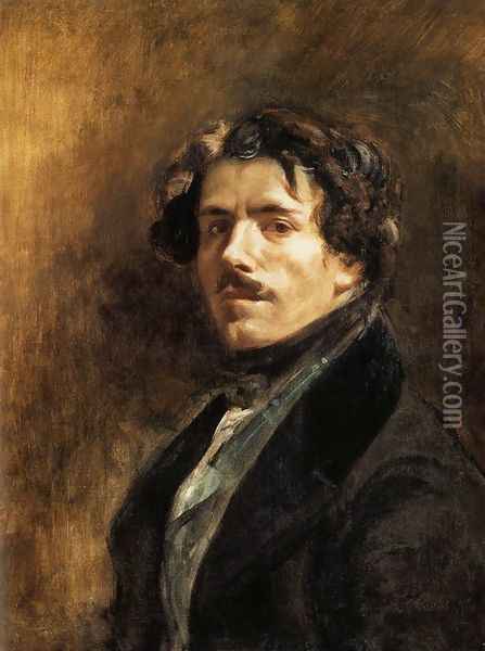 Self-Portrait c. 1837 Oil Painting - Eugene Delacroix