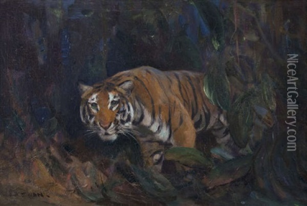 Tiger In The Undergrowth Oil Painting - Cuthbert Edmund Swan