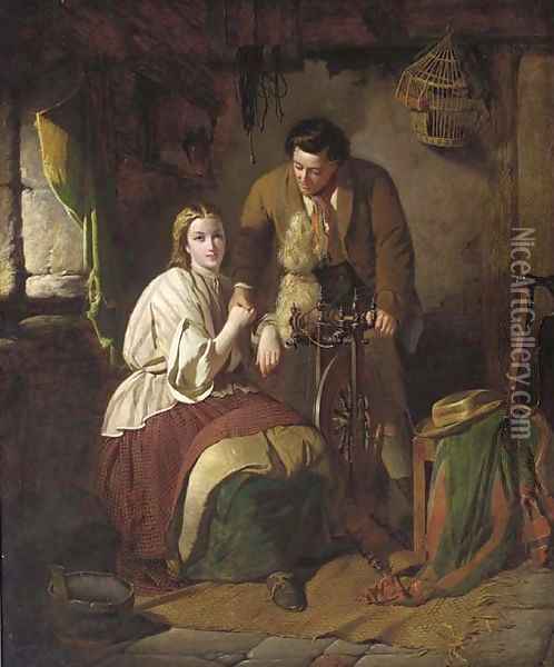 A cottage courtship Oil Painting - William Henry Midwood