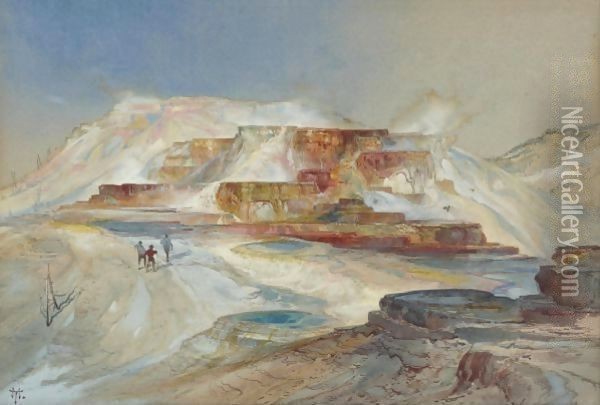 Hot Springs Of Gardiner's River, Yellowstone Oil Painting - Thomas Moran