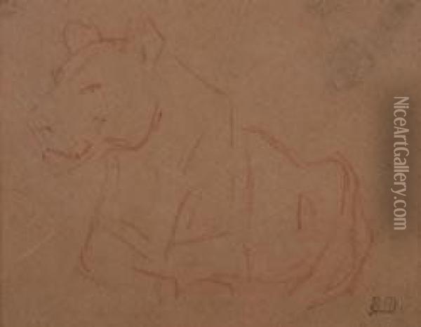 Study Of A Lion Oil Painting - Eugene Delacroix
