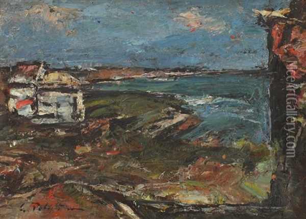 Landscape By The Sea Oil Painting - Gheorghe Petrascu