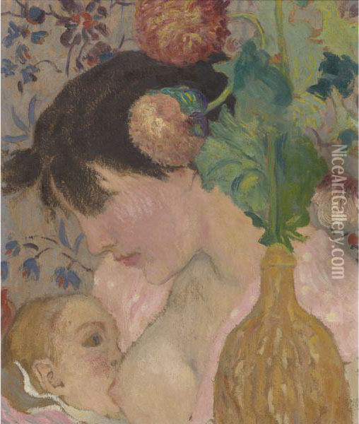 Mere Et Enfant Oil Painting - Aristide Maillol