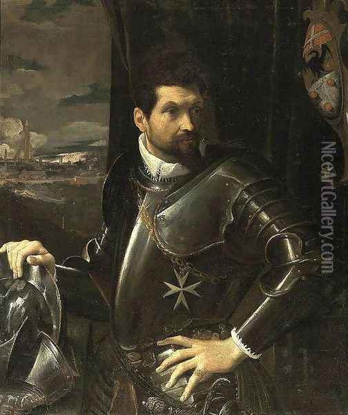 Portrait of Carlo Alberto Rati Opizzoni in Armour 1597-1600 Oil Painting - Lodovico Carracci