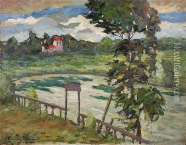 House Near The Lake Oil Painting - Alexandre Altmann