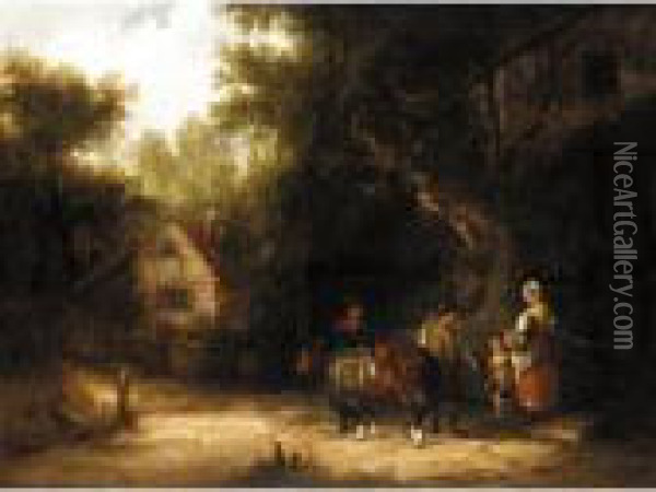 The Rabbit Sellers Oil Painting - Snr William Shayer