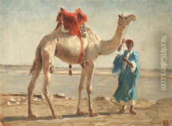 Le Chameau Et Son Chamelier Oil Painting - Leon Adolphe Auguste Belly