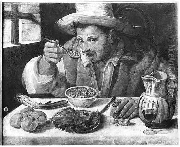 The Bean Eater, c.1583-84 Oil Painting - Annibale Carracci