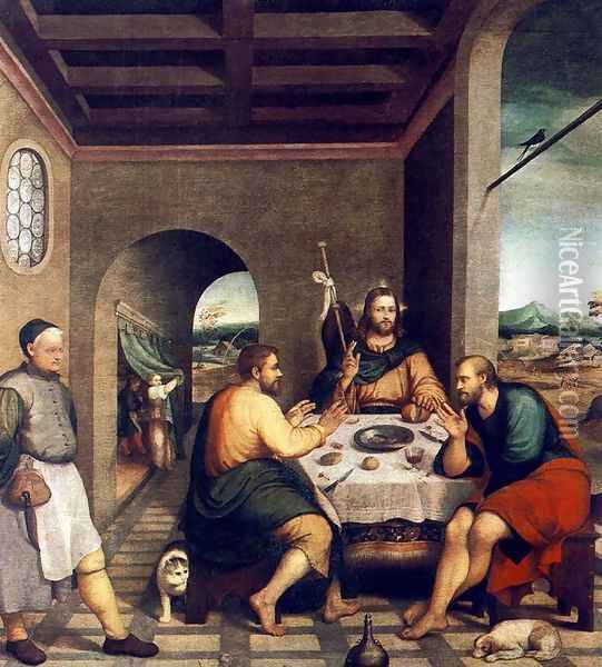 Supper at Emmaus c. 1538 Oil Painting - Jacopo Bassano (Jacopo da Ponte)