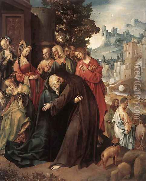 Christ Taking Leave of his Mother c. 1515 Oil Painting - Cornelius Engebrechtsz
