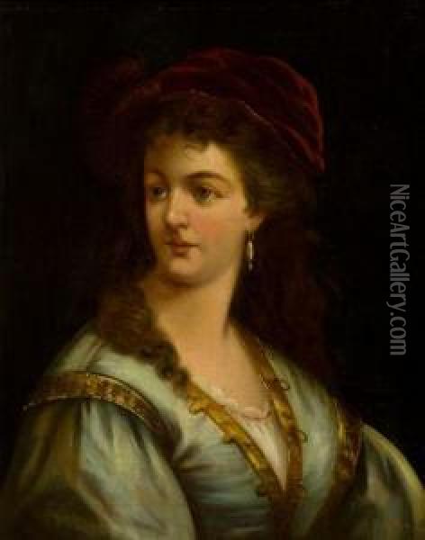 Portrait Of A Lady Oil Painting - Anton Ebert